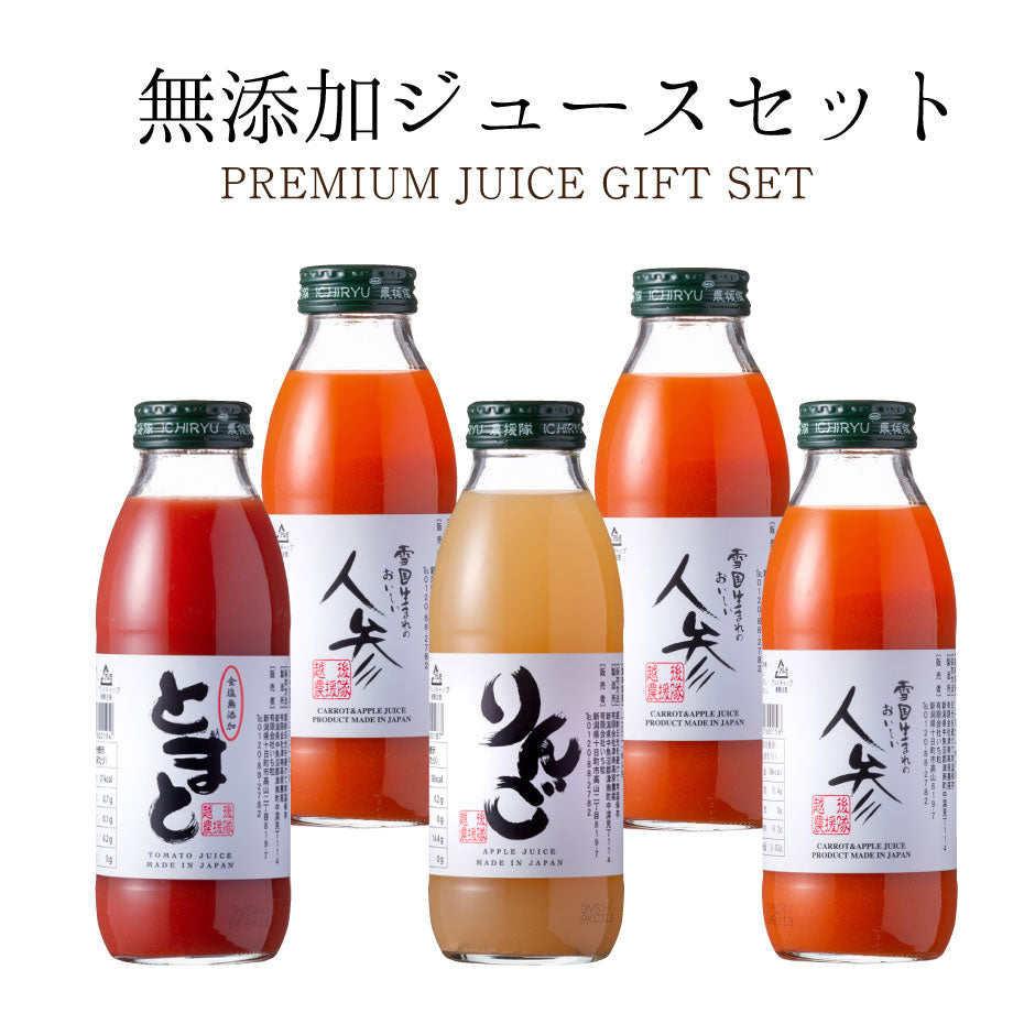 いち粒 無添加ジュースセット 350ml×5本セット ｜ 新潟県 中魚沼郡津