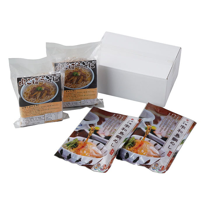 16-03 かどや 宇和島鯛めし・ 肉ごぼうそばセット F787