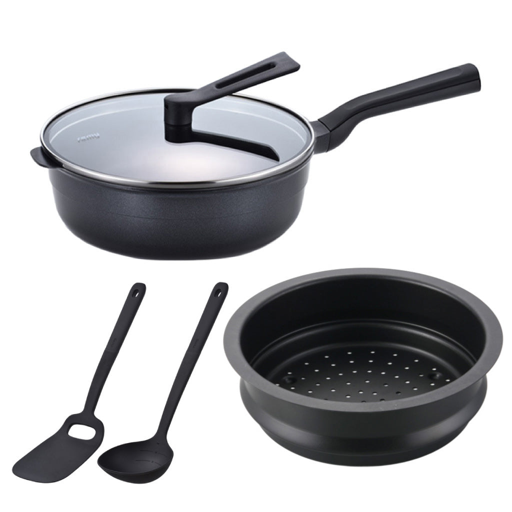 【キッチン-30】レミパンプラス・専用スチーマーセット　BK【2026福袋先行予約販売】