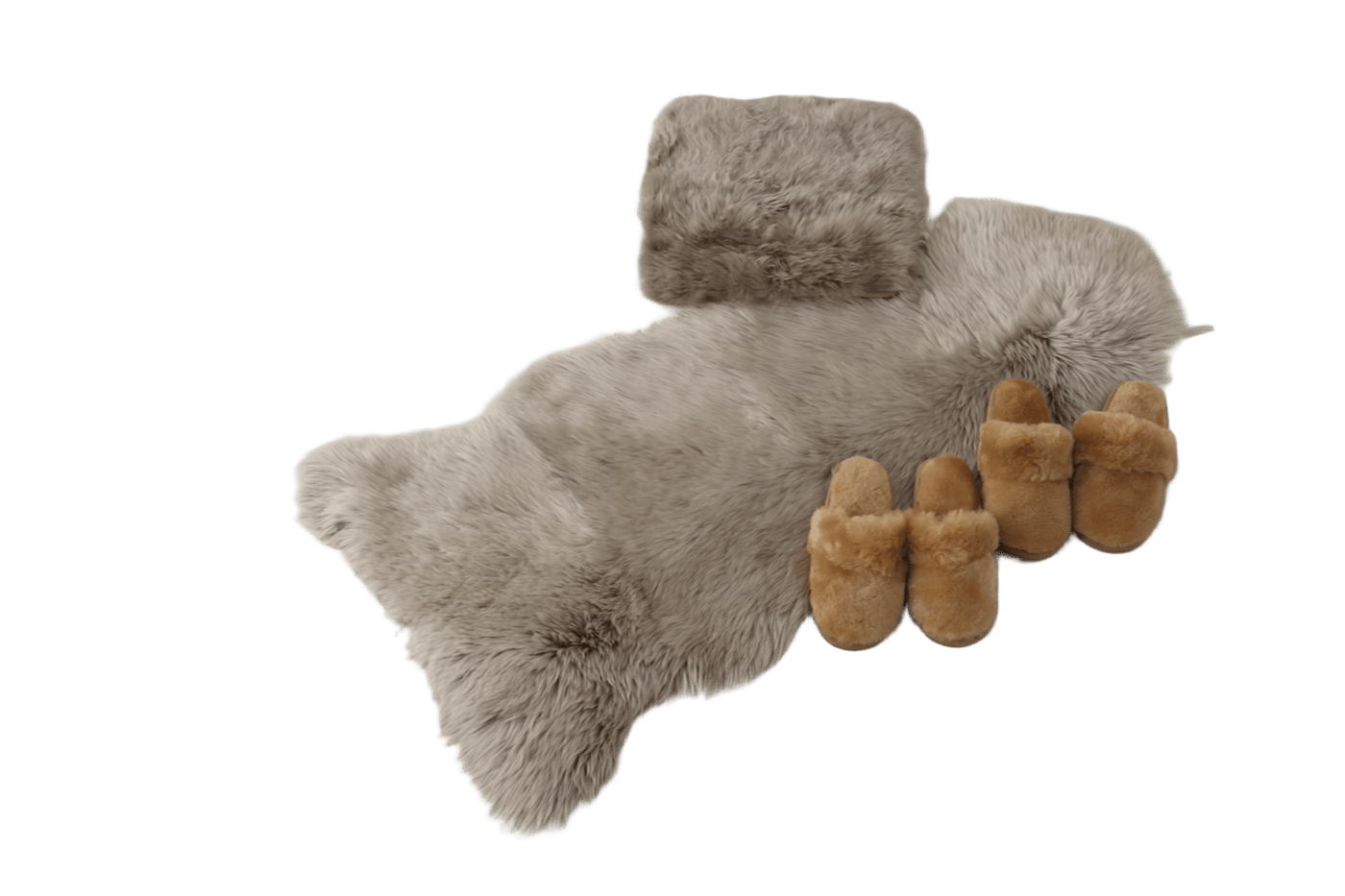 【寝具-37】ムートン小物4点セット【フリース・シート・スリッパ×2】【2026福袋先行予約販売】