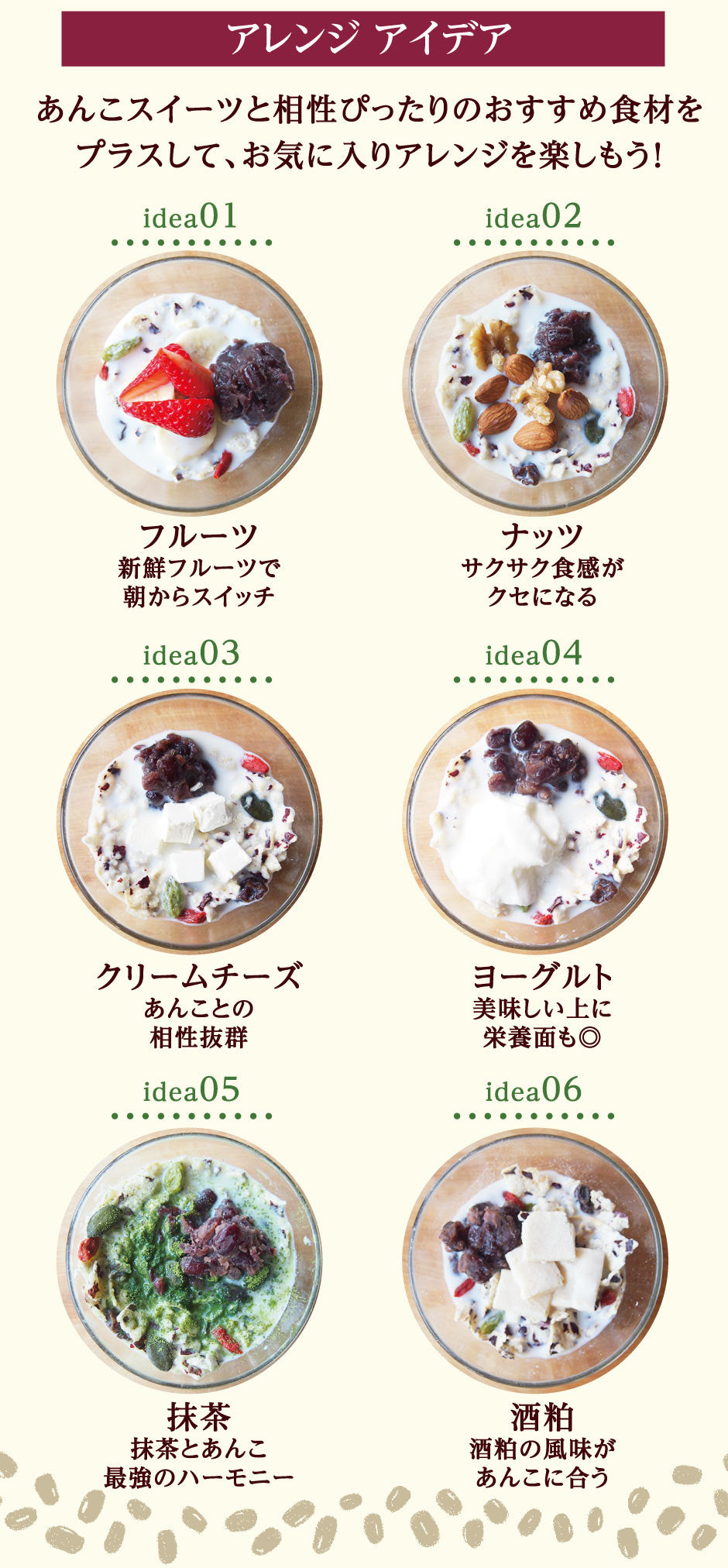 つぶあんが好きすぎて作ってしまった あんこのグラノーラ プチギフト 4種4個セット ｜ 兵庫県 丹波市 添加物 保存料不使用 丹波大納言小豆 甘さひかえめ プレーン きなこ シナモン カカオ アーモンド 抹茶 黒豆 日本ギフト大賞 朝食 朝ごはん プレゼント あん活【本州送料込】