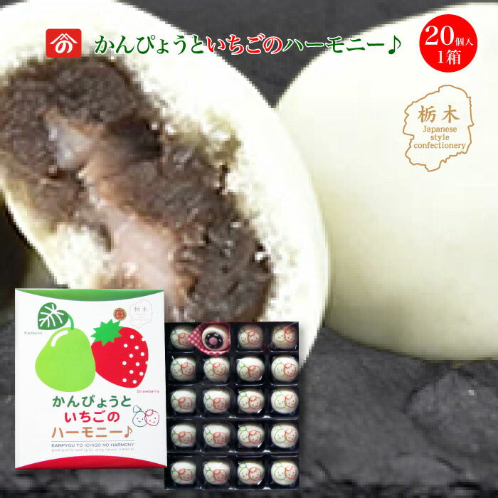 かんぴょうといちごのハーモニー 20個入 1箱 ｜ 本州送料無料 栃木県が誇る 生産量日本一の特産品コラボ スイーツ 栃木のいちごと栃木の干瓢がまんじゅうでドッキング 食物繊維とビタミンCが手軽にとれる お子様や女性に大人気スイーツ  野沢商店 栃木県産品上三川町 FN0Z4