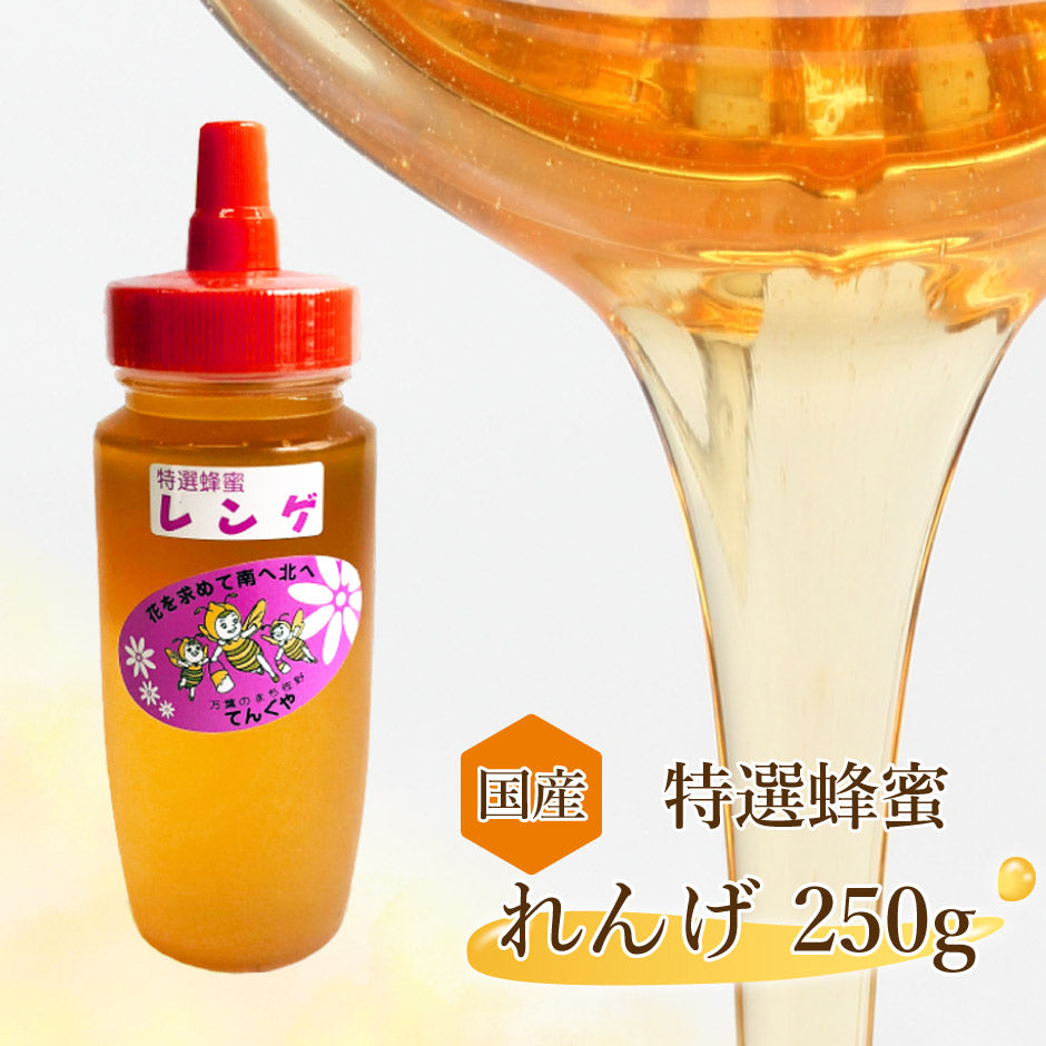 国産 特選はちみつ レンゲ 250g 1本 ｜ 栃木県産品 佐野市 天狗屋養蜂店 国産 純粋蜂蜜 はちみつ HONEY れんげ 無加工 非加熱 スイーツ ドリンク 朝食 料理 とんがり容器